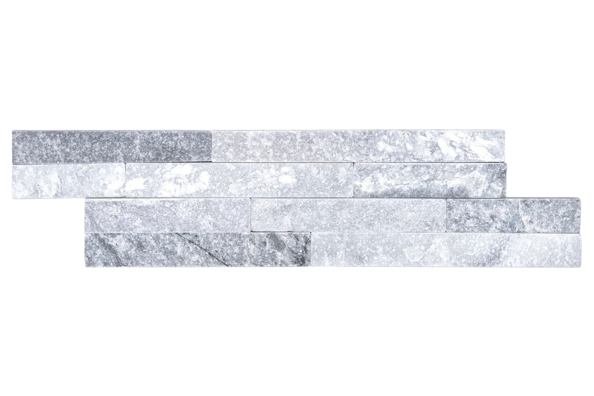 Kamień naturalny elewacyjny QUARTZ WHITE&GREY 10x35 białoszary