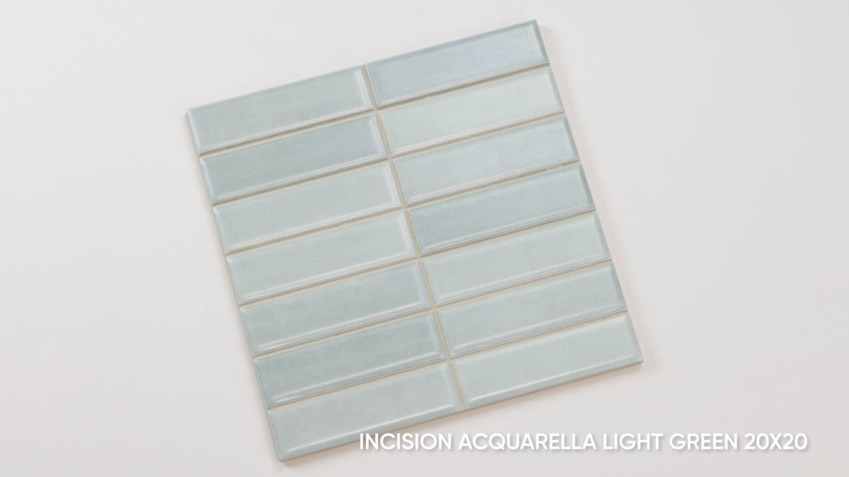 PŁYTKA ŚCIENNA INCISION ACQUARELLA LIGHT GREEN 20X20