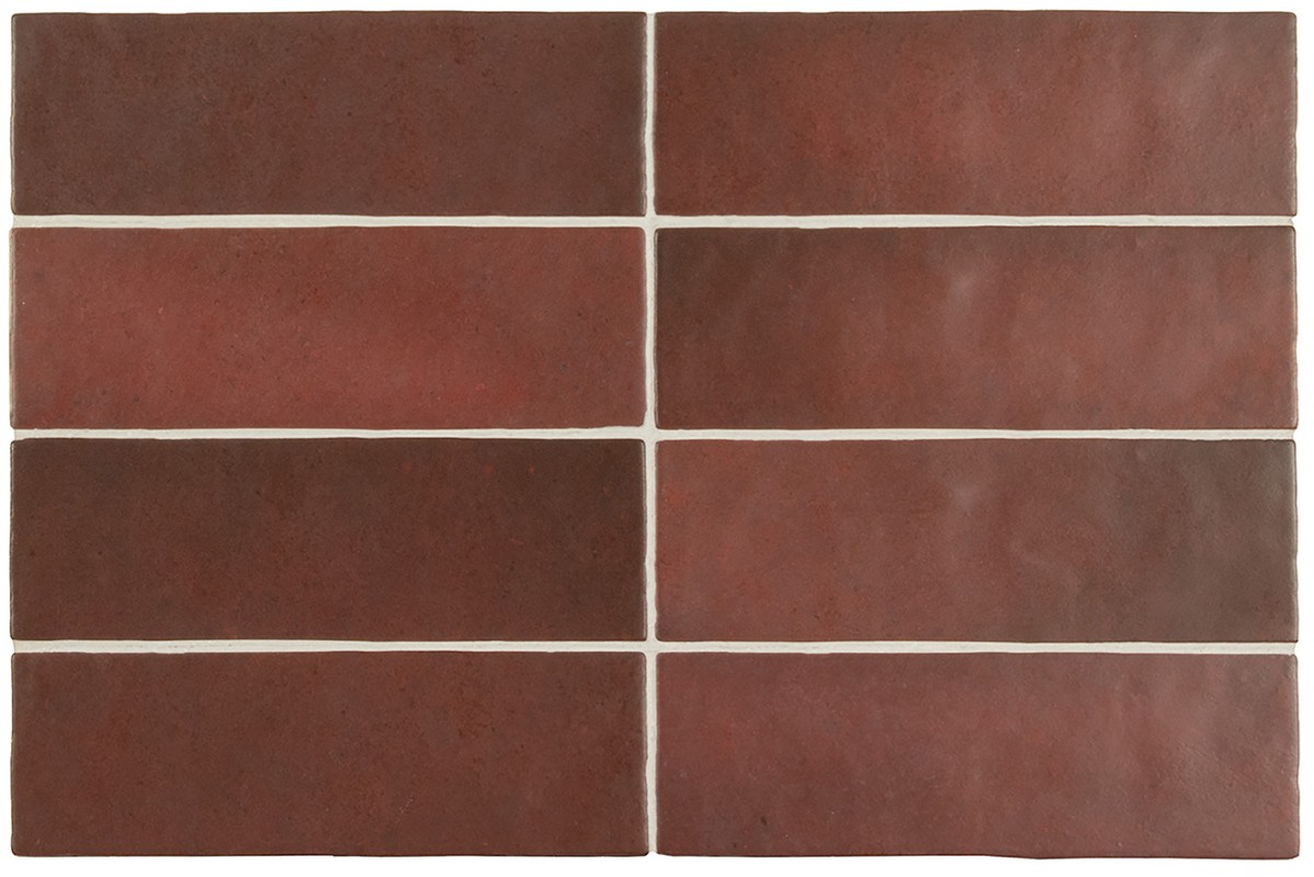 Płytka ścienna MAGMA BURGUNDY MATT 6,5x20 czerwona cegiełka mat