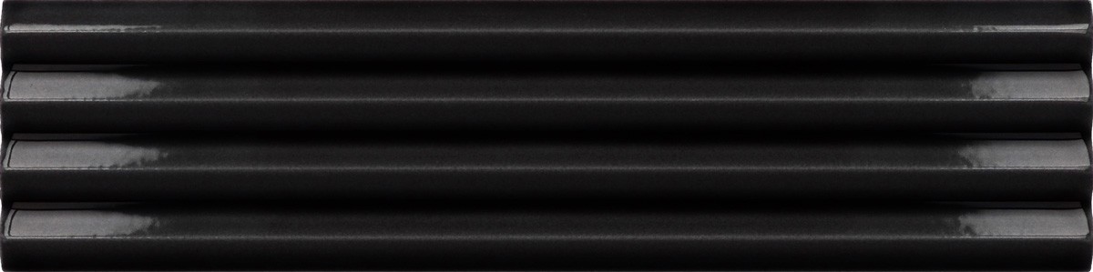 Płytka ścienna COSTA NOVA ONDA BLACK GLOSS 5x20 strukturalna czarna cegiełka połysk