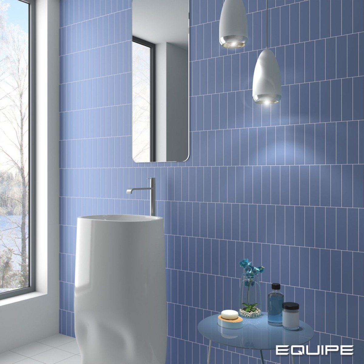 Płytka ścienna COSTA NOVA BANYAN BLUE MATT 5x20 mała niebieska cegiełka mat