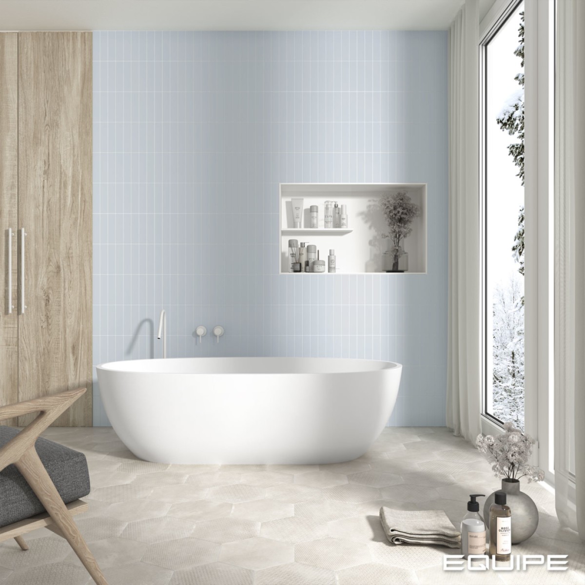 Płytka ścienna COSTA NOVA BABY BLUE MATT 5x20 mała niebieska cegiełka mat