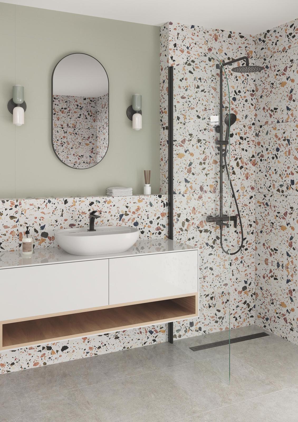 Gres AZZO WHITE 60x120 płytka mat imitująca lastryko (3)