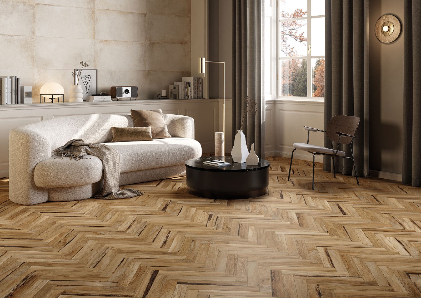 Płytki w jodełkę w salonie ponadczasowy trend który dodaje klasy wnętrzu