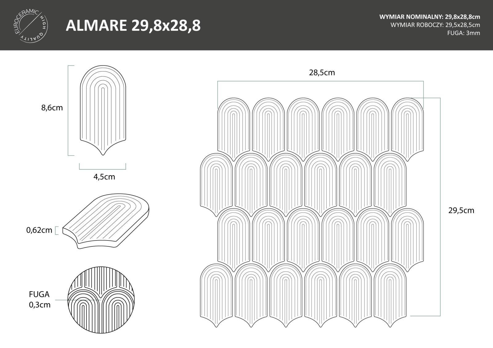 Mozaika ALMARE BLUE GLOSS 29,8X28,8 (4)