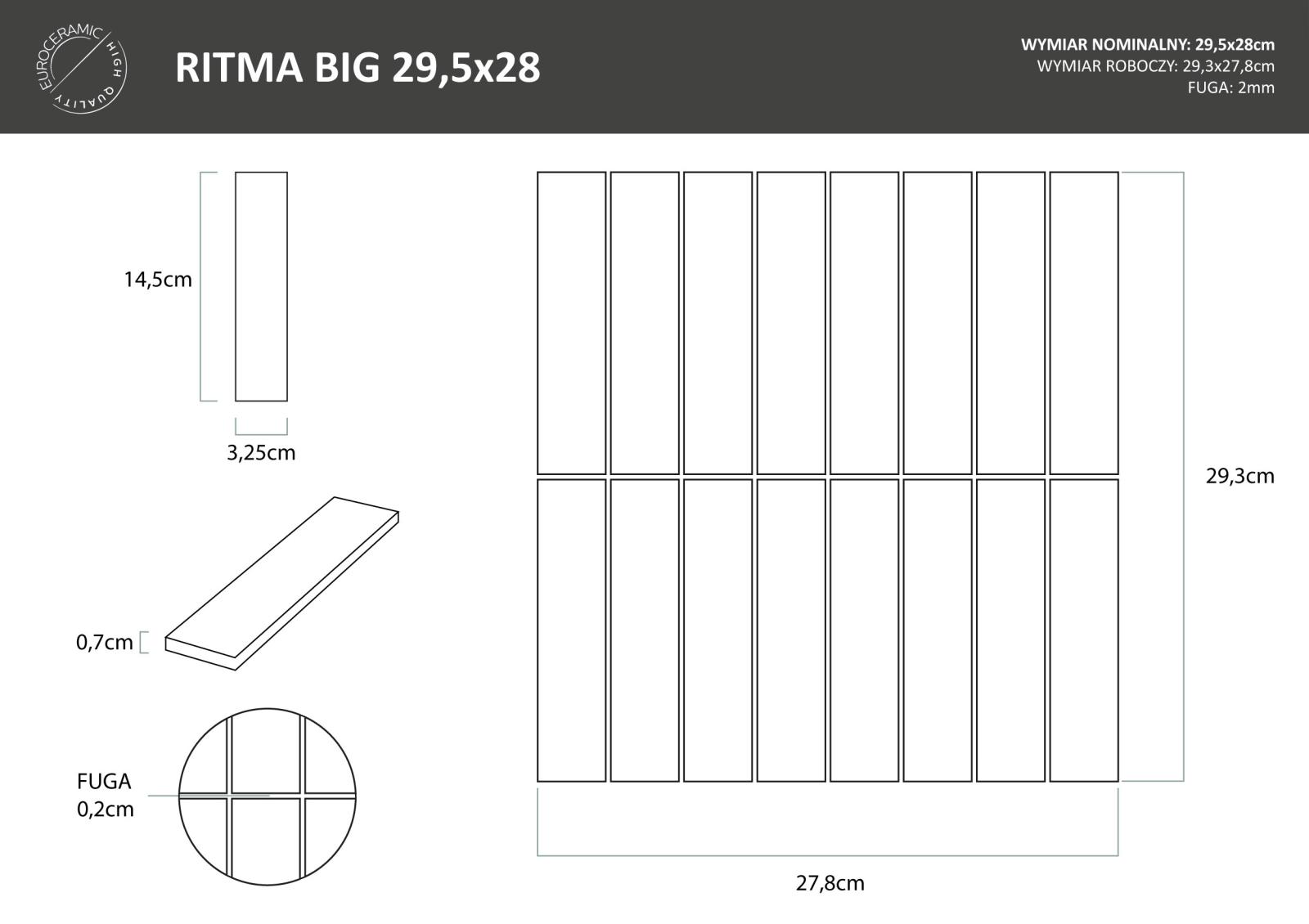 Mozaika RITMA BIG BLACK MAT 29,5X28 (6)