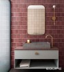 mini: Płytka ścienna MAGMA BURGUNDY MATT 13,2x13,2 czerwona kwadratowa cegiełka mat (2)