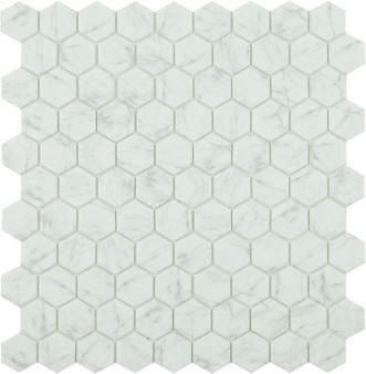 Mozaika szklana heksagon CARRARA GREY MT ANTID HEX 31,7x30,7 biała marmurowa