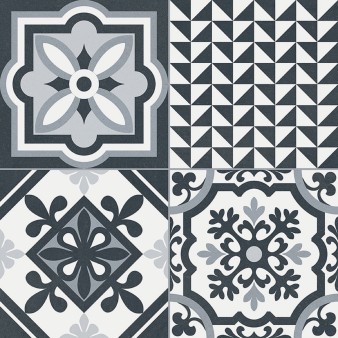 Gres HERITAGE BLACK 33,15X33,15 płytka mat imitacja patchwork