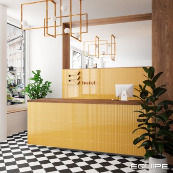 Płytka ścienna COSTA NOVA ONDA YELLOW GLOSS 5x20 strukturalna żółta cegiełka połysk