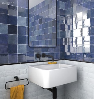 Płytka ścienna ARTISAN COLONIAL BLUE 13,2x13,2 niebieska kwadratowa cegiełka połysk