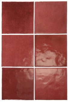 Płytka ścienna ARTISAN BURGUNDY 13,2x13,2 czerwona kwadratowa cegiełka połysk