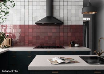 Płytka ścienna ARTISAN BURGUNDY 13,2x13,2 czerwona kwadratowa cegiełka połysk