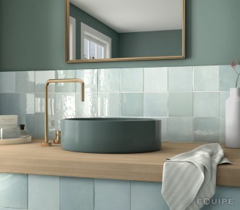 Płytka ścienna ARTISAN AQUA 13,2x13,2 niebieska kwadratowa cegiełka połysk